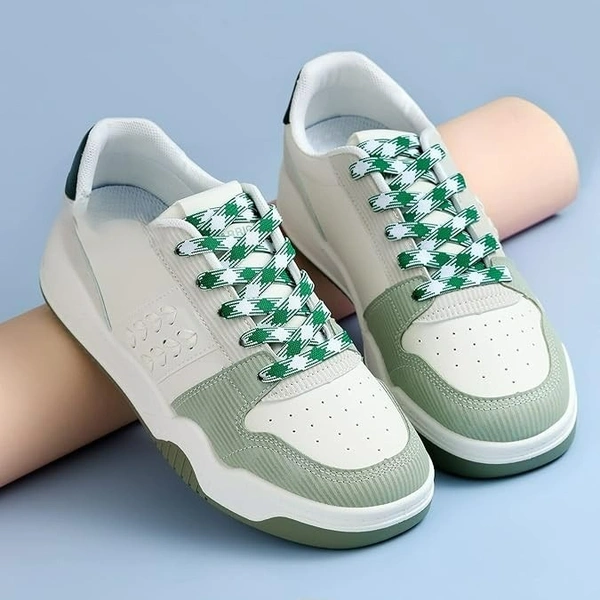 GRAH SANGRAH® 2 Pairs Fashionable Double Layer Flat Colored Shoe laces for Sneakers - 120 CM, Green White
