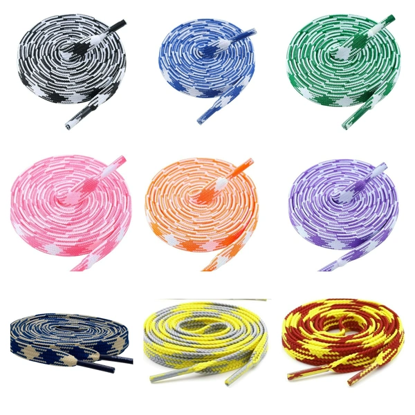 GRAH SANGRAH Flat Shoelace | 2 Pair (1 Pair Per Single Color) Unisex Shoelaces for Sport, Running Casual Shoes - 120 CM, White Blue_ Blue