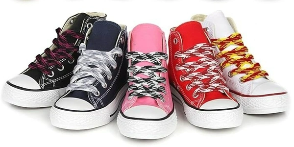GRAH SANGRAH® 2 Pairs Fashionable Double Layer Flat Colored Shoe laces for Sneakers - 120 CM, Pink White