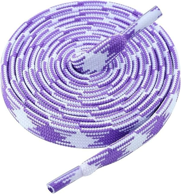 GRAH SANGRAH® 2 Pairs Fashionable Double Layer Flat Colored Shoe laces for Sneakers - 120 CM, Purple White