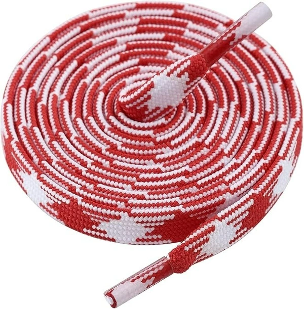 GRAH SANGRAH® 2 Pairs Fashionable Double Layer Flat Colored Shoe laces for Sneakers - 120 CM, Red White