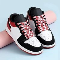 GRAH SANGRAH® 2 Pairs Fashionable Double Layer Flat Colored Shoe laces for Sneakers - 120 CM, Red White