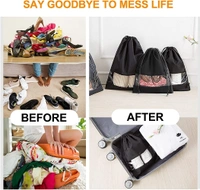 GRAH SANGRAH® Shoe Bag for Travel & Storage Organizer for Women & Men Accessories Shoe Organizer Shoe Bags Pouches Travel Shoe Cove & Pouch-Pack of 10 - Free Size, Cream