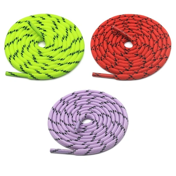GRAH SANGRAH® (3 Pair) (1 Pair Per Single Color) Shoes Laces Athletic Shoelaces For Sport/Running Shoes Shoe Strings - 120 CM, Fluorescent / Red Black / Purple