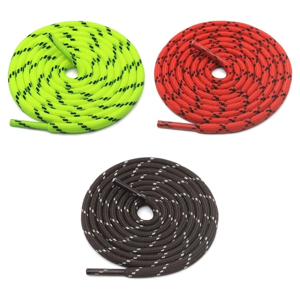 GRAH SANGRAH® (3 Pair) (1 Pair Per Single Color) Shoes Laces Athletic Shoelaces For Sport/Running Shoes Shoe Strings - 120 CM, Fluorescent / Red Black /  Coffee