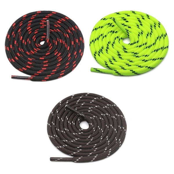 GRAH SANGRAH® (3 Pair) (1 Pair Per Single Color) Shoes Laces Athletic Shoelaces For Sport/Running Shoes Shoe Strings - 120 CM, BLK RED / Fluorescent / Coffee