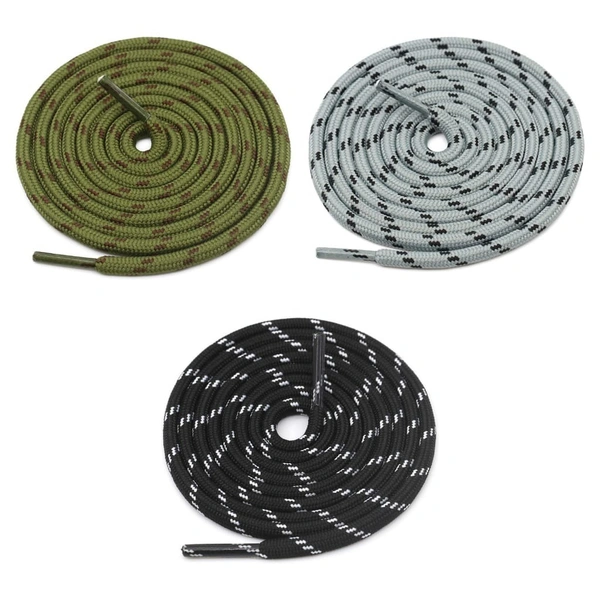 GRAH SANGRAH® (3 Pair) (1 Pair Per Single Color) Shoes Laces Athletic Shoelaces For Sport/Running Shoes Shoe Strings - 120 CM, Army Green/ Grey Black/Black White