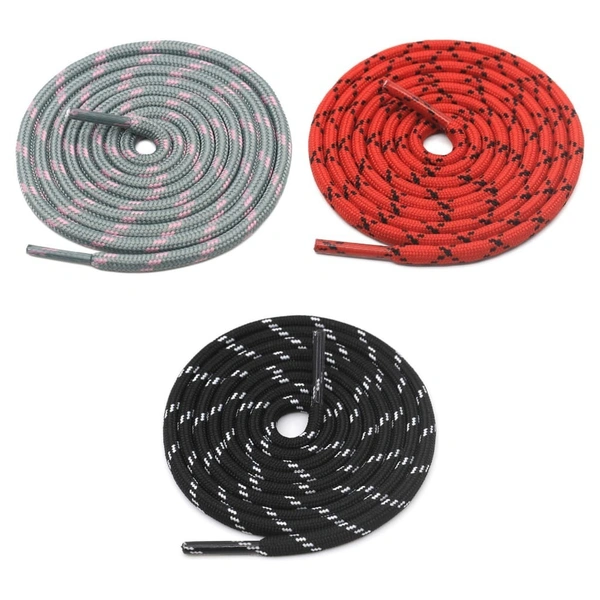 GRAH SANGRAH® (3 Pair) (1 Pair Per Single Color) Shoes Laces Athletic Shoelaces For Sport/Running Shoes Shoe Strings - 120 CM, Grey Pink / Red Black/ White Black