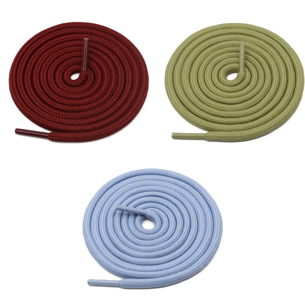 GRAH SANGRAH® 3 Pair (1 Pair Per Single Color) Unisex Shoes Laces For Sport, Running Casual Gym Shoelaces - 120 CM, Maroon-Olive-Sky