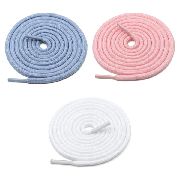 GRAH SANGRAH® 3 Pair (1 Pair Per Single Color) Unisex Shoes Laces For Sport, Running Casual Gym Shoelaces - 120 CM, Sky_ Pink_ White