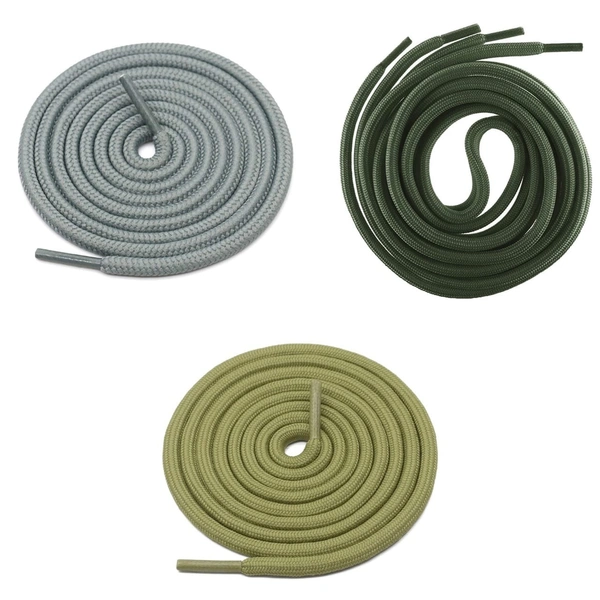 GRAH SANGRAH® 3 Pair (1 Pair Per Single Color) Unisex Shoes Laces For Sport, Running Casual Gym Shoelaces - 120 CM, Grey-Army Green-Olive