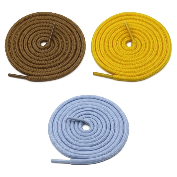 GRAH SANGRAH® 3 Pair (1 Pair Per Single Color) Unisex Shoes Laces For Sport, Running Casual Gym Shoelaces - 120 CM, Light Brown-Yellow-Sky