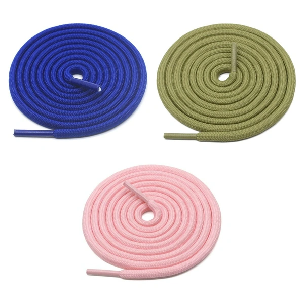GRAH SANGRAH® 3 Pair (1 Pair Per Single Color) Unisex Shoes Laces For Sport, Running Casual Gym Shoelaces - 120 CM, Blue_ Olive_ Pink