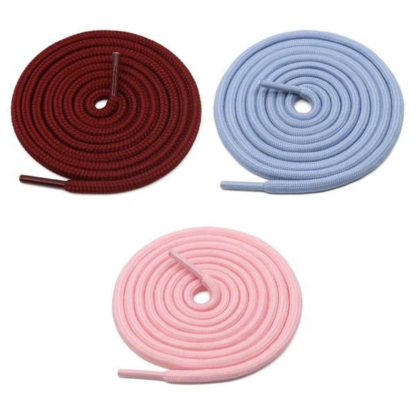 GRAH SANGRAH® 3 Pair (1 Pair Per Single Color) Unisex Shoes Laces For Sport, Running Casual Gym Shoelaces - 120 CM, Maroon / Sky / Pink