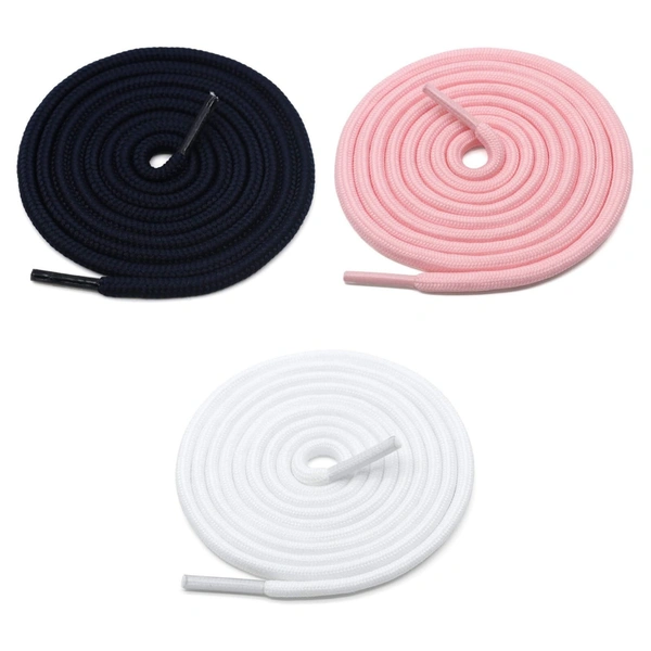 GRAH SANGRAH® 3 Pair (1 Pair Per Single Color) Unisex Shoes Laces For Sport, Running Casual Gym Shoelaces - 120 CM, Navy-Pink-White