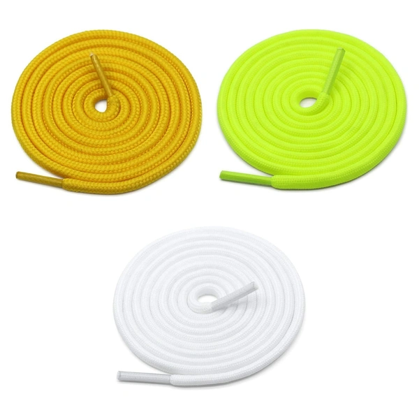 GRAH SANGRAH® 3 Pair (1 Pair Per Single Color) Unisex Shoes Laces For Sport, Running Casual Gym Shoelaces - 120 CM, Yellow_ Fluorescent_ White
