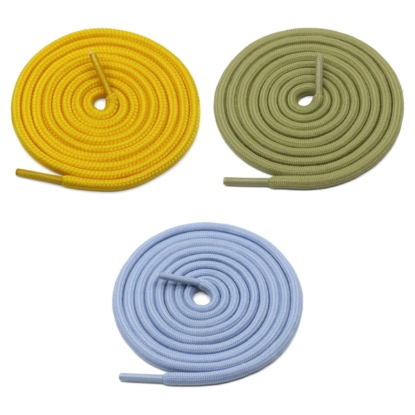 GRAH SANGRAH® 3 Pair (1 Pair Per Single Color) Unisex Shoes Laces For Sport, Running Casual Gym Shoelaces - 120 CM, Yellow / Olive / Sky