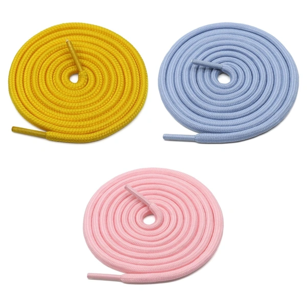 GRAH SANGRAH® 3 Pair (1 Pair Per Single Color) Unisex Shoes Laces For Sport, Running Casual Gym Shoelaces - 120 CM, Yellow-Sky-Pink