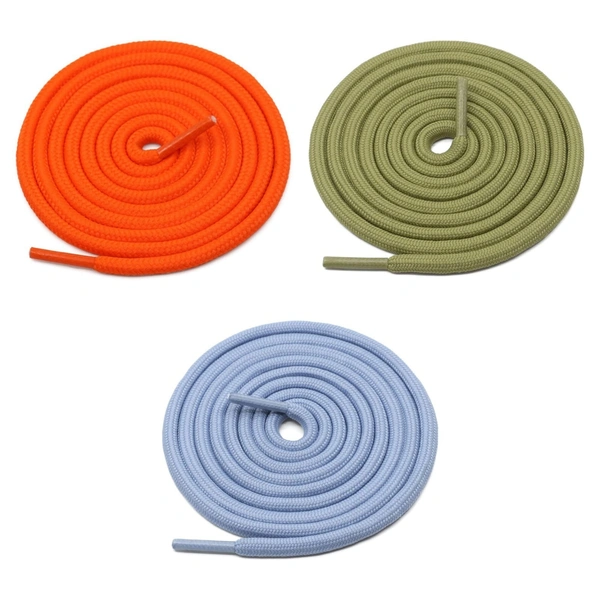 GRAH SANGRAH® 3 Pair (1 Pair Per Single Color) Unisex Shoes Laces For Sport, Running Casual Gym Shoelaces - 120 CM, Orange-Olive-Sky