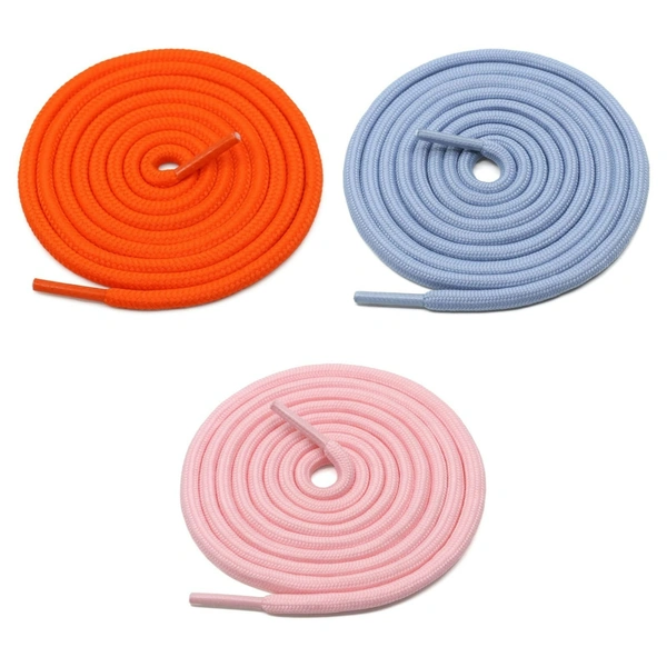 GRAH SANGRAH® 3 Pair (1 Pair Per Single Color) Unisex Shoes Laces For Sport, Running Casual Gym Shoelaces - 120 CM, Orange_ Sky_ Pink
