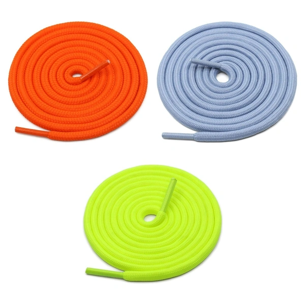 GRAH SANGRAH® 3 Pair (1 Pair Per Single Color) Unisex Shoes Laces For Sport, Running Casual Gym Shoelaces - 120 CM, Orange_ Sky_ Fluorescent