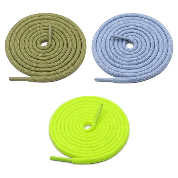 GRAH SANGRAH® 3 Pair (1 Pair Per Single Color) Unisex Shoes Laces For Sport, Running Casual Gym Shoelaces - 120 CM, Olive-Sky-Fluorescent