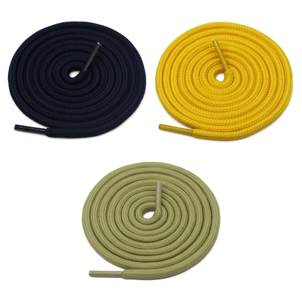 GRAH SANGRAH® 3 Pair (1 Pair Per Single Color) Unisex Shoes Laces For Sport, Running Casual Gym Shoelaces - 120 CM, Navy / Yellow / Olive