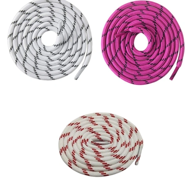 GRAH SANGRAH® (3 Pair) (1 Pair Per Single Color) Shoes Laces Athletic Shoelaces For Sport/Running Shoes Shoe Strings - 120 CM, White-Hot Pink- White Red