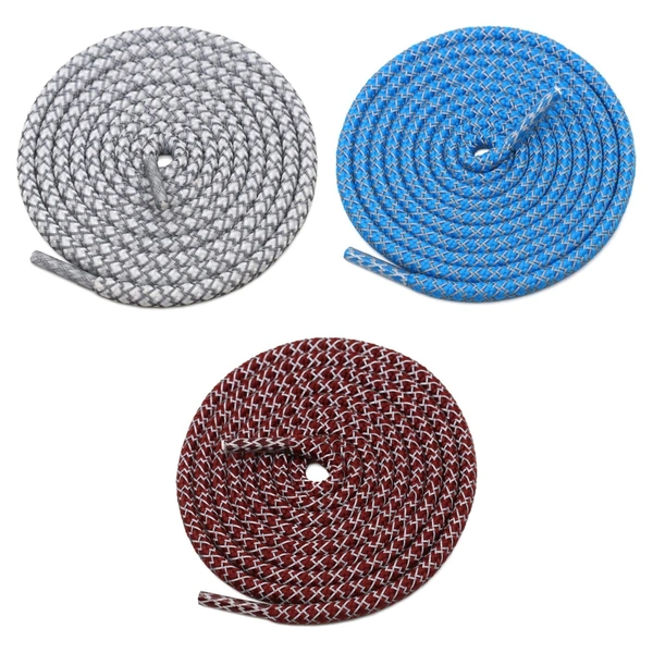 GRAH SANGRAH® 3 Pair (1 Pair Per Single Color) Round Shoelaces For Sport, Running Casual Shoes Laces - 120 CM, White-Blue-Maroon