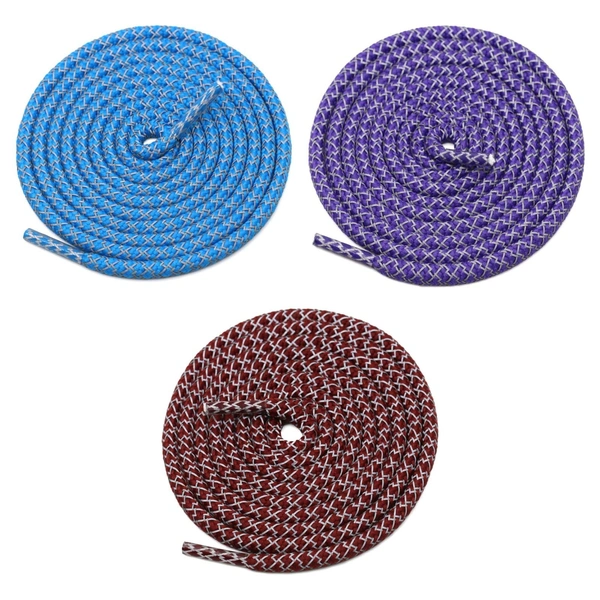 GRAH SANGRAH® 3 Pair (1 Pair Per Single Color) Round Shoelaces For Sport, Running Casual Shoes Laces - 120 CM, Sky-Purple-Maroon
