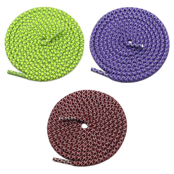 GRAH SANGRAH® 3 Pair (1 Pair Per Single Color) Round Shoelaces For Sport, Running Casual Shoes Laces - 120 CM, Fluorescent-Purple-Maroon