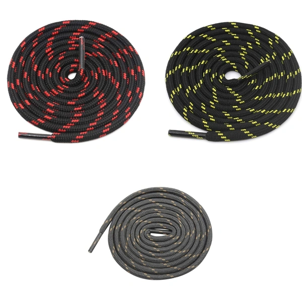 GRAH SANGRAH® (3 Pair) (1 Pair Per Single Color) Shoes Laces Athletic Shoelaces For Sport/Running Shoes Shoe Strings - 120 CM, Grey-BLK RED-BLK YELLO