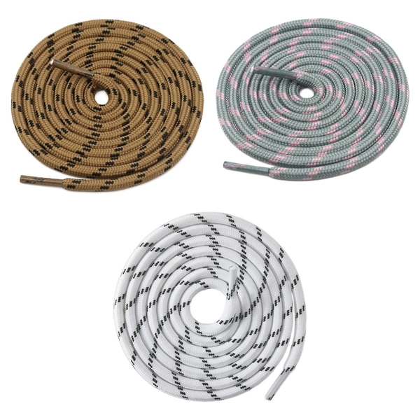 GRAH SANGRAH® (3 Pair) (1 Pair Per Single Color) Shoes Laces Athletic Shoelaces For Sport/Running Shoes Shoe Strings - 120 CM, WHT BLK-Brown-Grey Pink