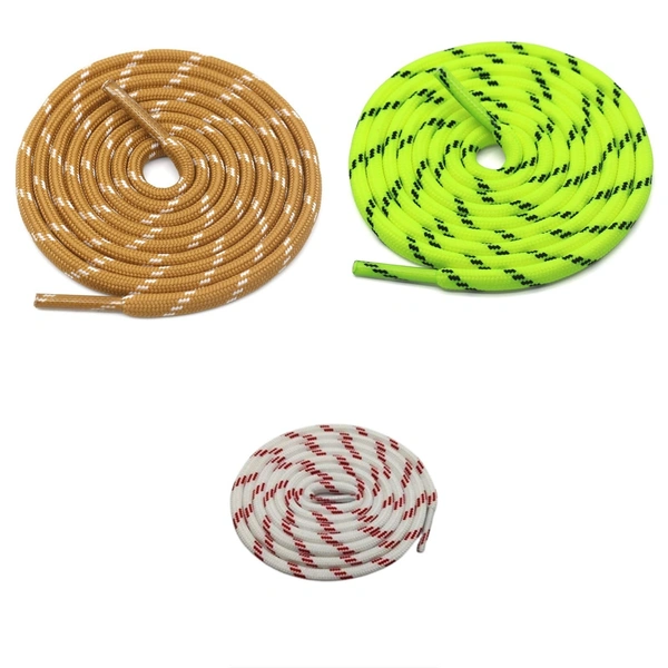 GRAH SANGRAH® (3 Pair) (1 Pair Per Single Color) Shoes Laces Athletic Shoelaces For Sport/Running Shoes Shoe Strings - 120 CM, Camel / Fluorescent / White Red