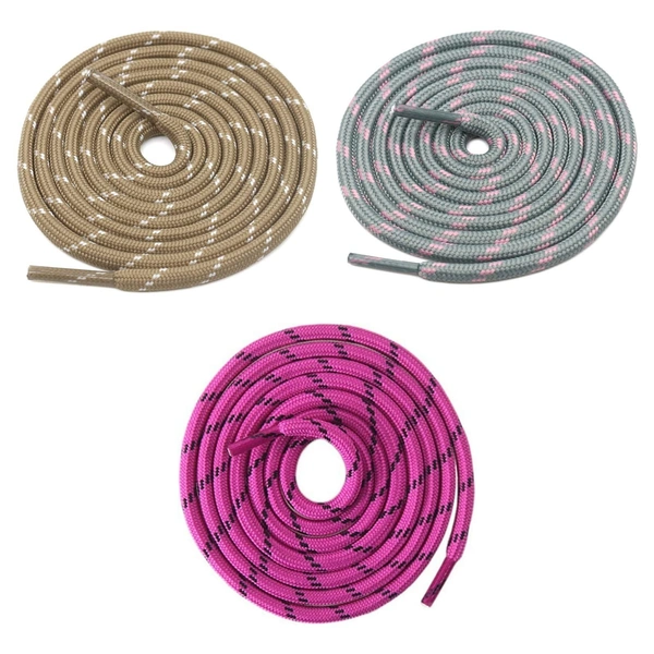 GRAH SANGRAH® (3 Pair) (1 Pair Per Single Color) Shoes Laces Athletic Shoelaces For Sport/Running Shoes Shoe Strings - 120 CM, Khaki / Grey Pink / Hot Pink
