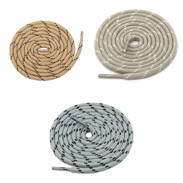 GRAH SANGRAH® (3 Pair) (1 Pair Per Single Color) Shoes Laces Athletic Shoelaces For Sport/Running Shoes Shoe Strings - 120 CM, Cream-Grey Black-Beige