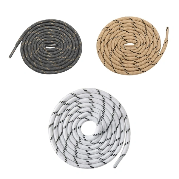 GRAH SANGRAH® (3 Pair) (1 Pair Per Single Color) Shoes Laces Athletic Shoelaces For Sport/Running Shoes Shoe Strings - 120 CM, Cream=Grey-White Black
