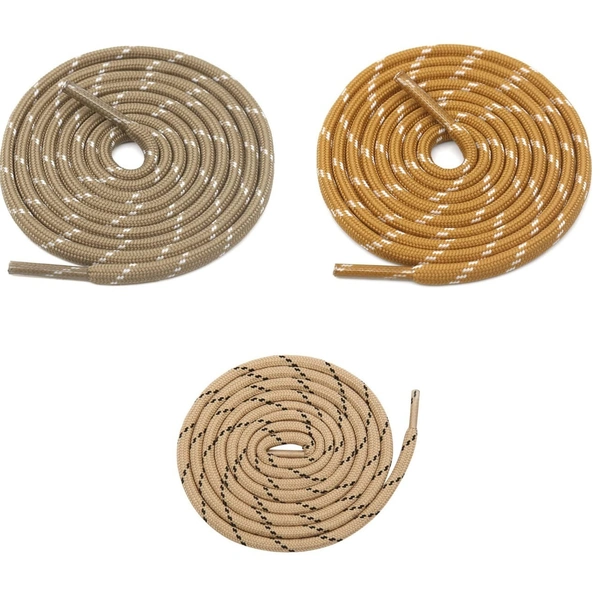 GRAH SANGRAH® (3 Pair) (1 Pair Per Single Color) Shoes Laces Athletic Shoelaces For Sport/Running Shoes Shoe Strings - 120 CM, Cream-Camel-Khaki
