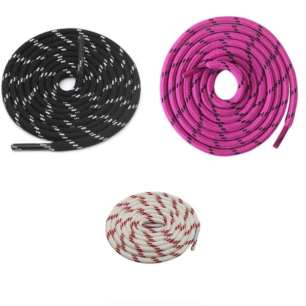 GRAH SANGRAH® (3 Pair) (1 Pair Per Single Color) Shoes Laces Athletic Shoelaces For Sport/Running Shoes Shoe Strings - 120 CM, Black White / Hot Pink / White Red