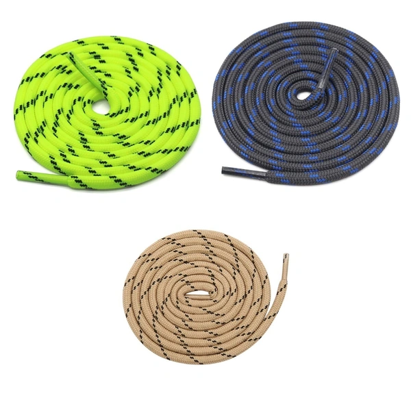 GRAH SANGRAH® (3 Pair) (1 Pair Per Single Color) Shoes Laces Athletic Shoelaces For Sport/Running Shoes Shoe Strings - 120 CM, Cream-Grey Blue-Fluorescent