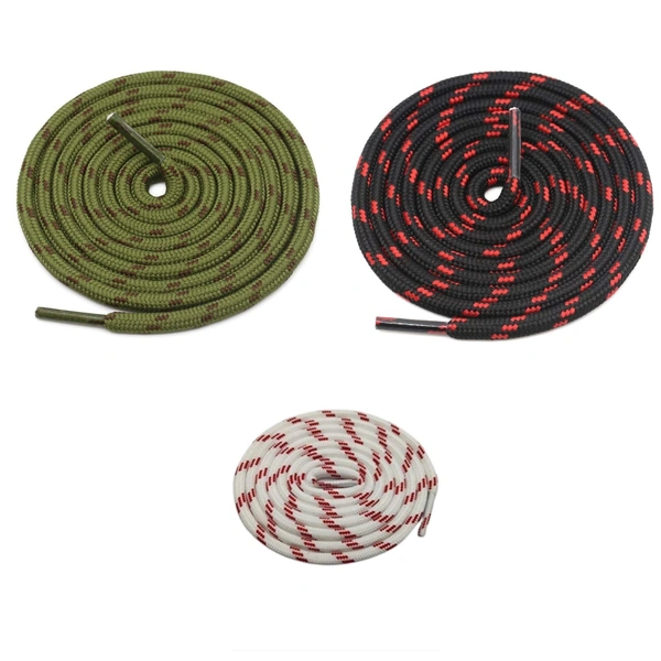 GRAH SANGRAH® (3 Pair) (1 Pair Per Single Color) Shoes Laces Athletic Shoelaces For Sport/Running Shoes Shoe Strings - 120 CM, Army Green-BLK RED- RED WHT