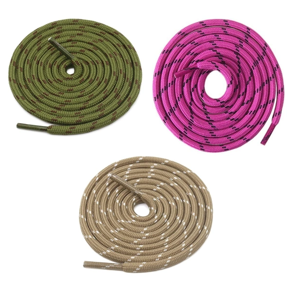 GRAH SANGRAH® (3 Pair) (1 Pair Per Single Color) Shoes Laces Athletic Shoelaces For Sport/Running Shoes Shoe Strings - 120 CM, Army Green/ Hot Pink/  Khaki
