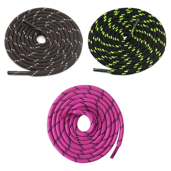 GRAH SANGRAH® (3 Pair) (1 Pair Per Single Color) Shoes Laces Athletic Shoelaces For Sport/Running Shoes Shoe Strings - 120 CM, Coffee / Black Fluorescent / Hot Pink