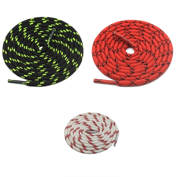 GRAH SANGRAH® (3 Pair) (1 Pair Per Single Color) Shoes Laces Athletic Shoelaces For Sport/Running Shoes Shoe Strings - 120 CM, Black Fluorescent/ Red Black / White Red