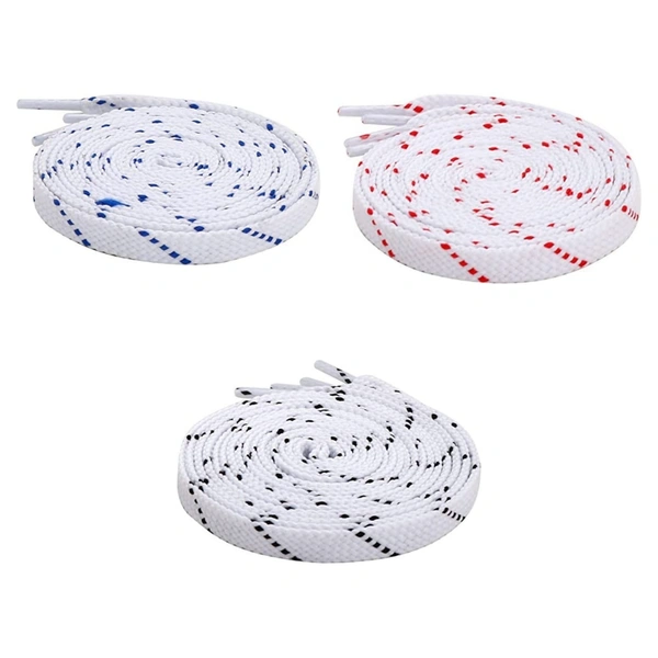 GRAH SANGRAH® 3 Pair (1 Pair Per Single Color) Flat Unisex Shoelaces For Casual, Running Sports Shoes Double Color Twill - 120 CM, WHT BLU / WHT RED / WHT BLK