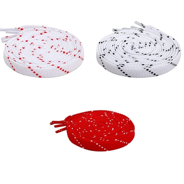 GRAH SANGRAH® 3 Pair (1 Pair Per Single Color) Flat Unisex Shoelaces For Casual, Running Sports Shoes Double Color Twill - 120 CM, WHT RED / WHT BLK / RED WHT