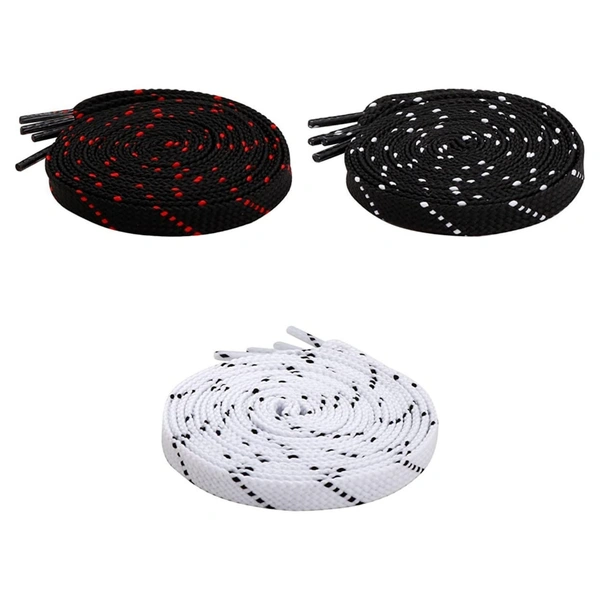 GRAH SANGRAH® 3 Pair (1 Pair Per Single Color) Flat Unisex Shoelaces For Casual, Running Sports Shoes Double Color Twill - 120 CM, BLK RED / BLK WHT / WHIT BLK
