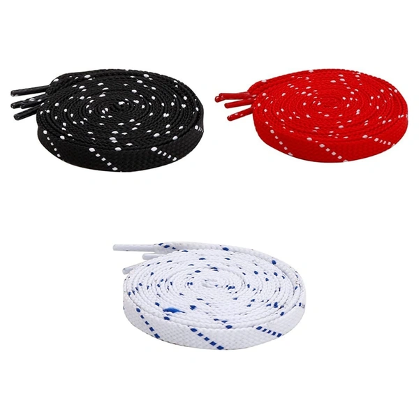 GRAH SANGRAH® 3 Pair (1 Pair Per Single Color) Flat Unisex Shoelaces For Casual, Running Sports Shoes Double Color Twill - 120 CM, Black / Red / White