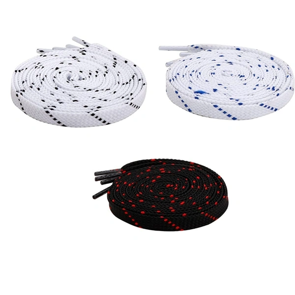 GRAH SANGRAH® 3 Pair (1 Pair Per Single Color) Flat Unisex Shoelaces For Casual, Running Sports Shoes Double Color Twill - 120 CM, WHT BLK-WHT BLU-BLK RED