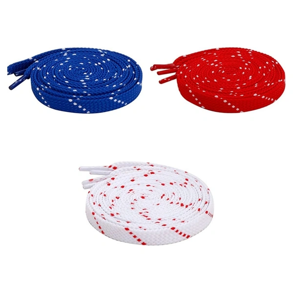 GRAH SANGRAH® 3 Pair (1 Pair Per Single Color) Flat Unisex Shoelaces For Casual, Running Sports Shoes Double Color Twill - 120 CM, Blue / Red / White